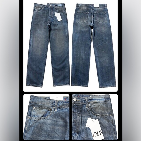 NWT ZARA SIGNATURE DENIM THE LOOSE FIT IN DISTRESSED RESIN STRAIGHT LEG EU34/US2 - Picture 14 of 15